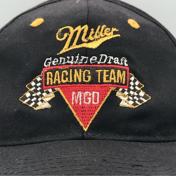 Vintage Rusty Wallace MILLER Genuine Draft Racing Team Snapback Hat Cap 90s MGD - Picture 2 of 10